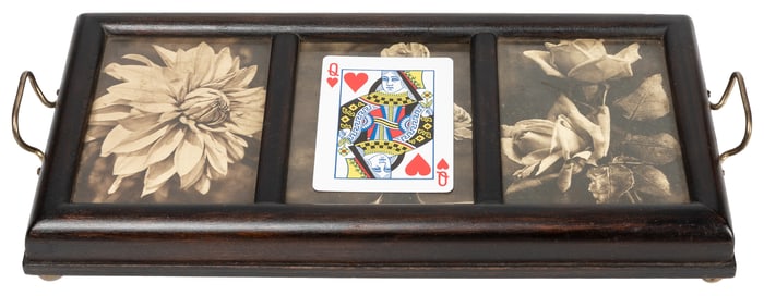 Locking Card Switching Tray. Circa 1900. Wooden tray with f...