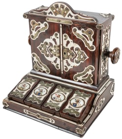 Card Press. Circa 1890. Elaborate and decorative cabinet-li...
