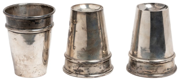 “Traditional” Silver Cups. Circa 1880. Set of three well-ma...