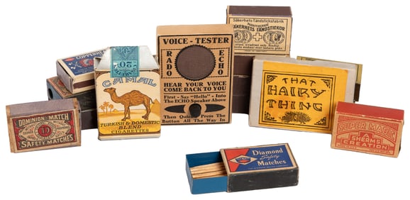 [MATCHBOX TRICKS]. Collection of 18 Mechanical Matchbox Mag...