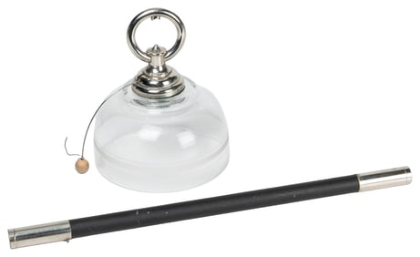 Spirit Bell. German, ca. 1900. An etched glass bell hanging...