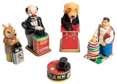 [TOYS – MAGIC]. Five Wind-Up Magic-Themed Toys. Including B...