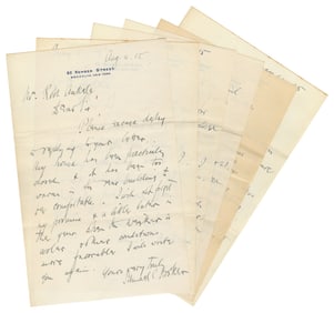 HOOKER, Dr. Samuel Cox (1864 – 1935). Five Letters Signed b...