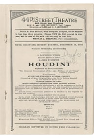 HOUDINI (Erik Weisz, 1874 – 1926). Houdini Final Tour Theat...