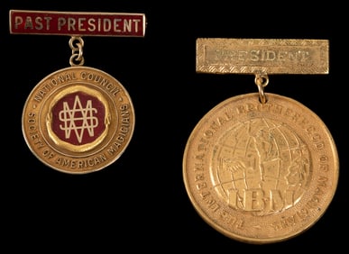 [MAGIC SOCIETIES]. Two Magic Society Presidential Badges/Me...