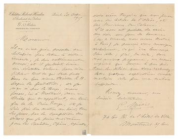 MÉLIÈS, Georges (1861 – 1938). Autograph Letter Signed by G...
