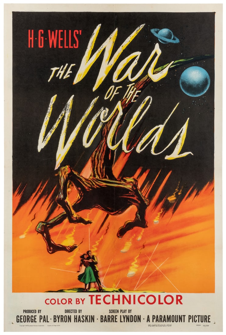 The War of the Worlds. Paramount, 1953. One-sheet (41 x 27”...