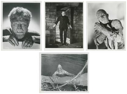 Universal Monster Still Photographs. 18 photographs (later ...: Universal Monster Still Photographs. 18 photographs (later printings) of Universal’s classic horror creatures, including Boris Karloff’s Frankenstein’s Monster (Frankenstein, 1931);