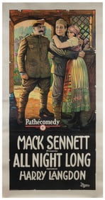 All Night Long. Pathe, 1924. Three-sheet (81 x 41”) color l...