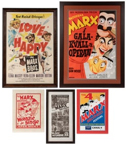 [MARX BROTHERS]. Group of 5 film posters. Including: A Nigh...