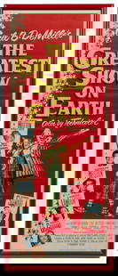 The Greatest Show on Earth. Paramount, 1952. Insert (36 x 1...: The Greatest Show on Earth. Paramount, 1952. Insert (36 x 14&#8221;) for this Best Picture-winning drama which followed the Ringling Bros. and Barnum & Bailey Circus, directed by Cecil B. DeMille, sta