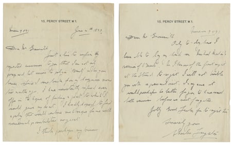 LAUGHTON, Charles (1899 – 1962). Two autograph letters sign...