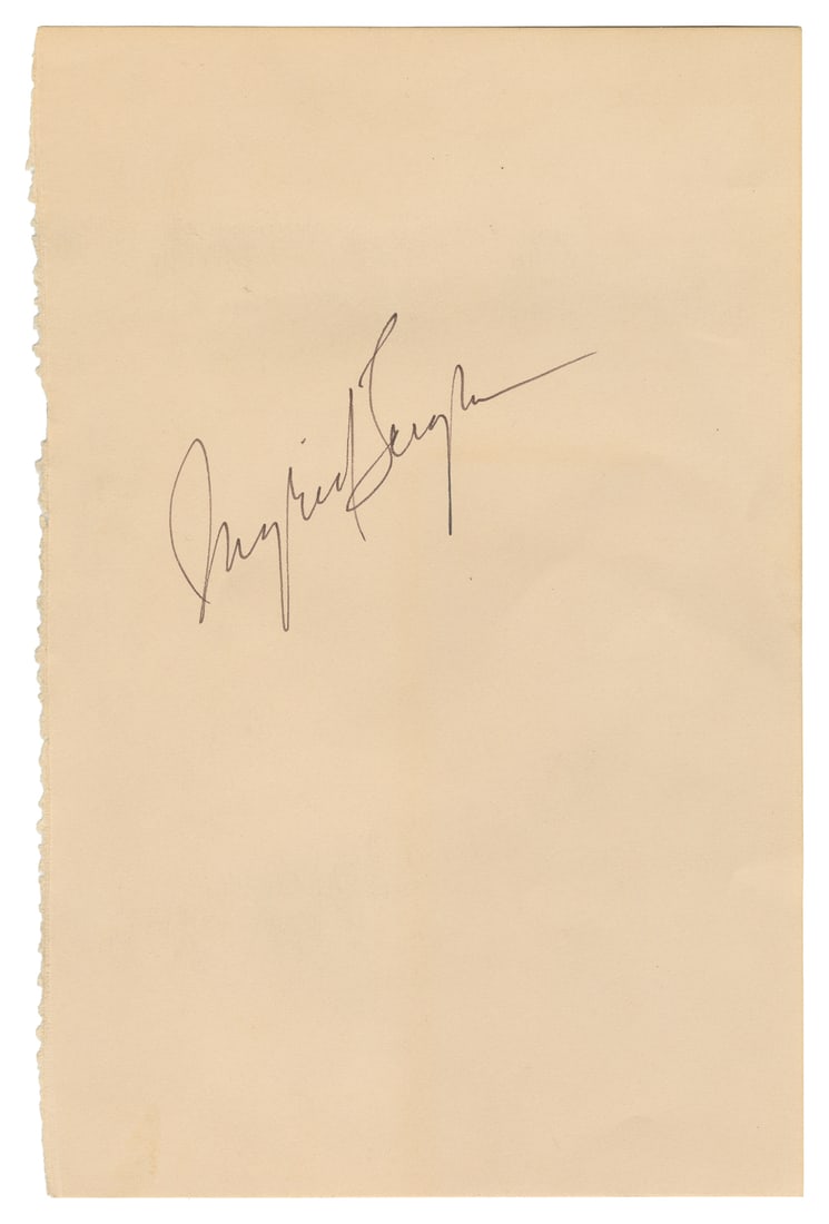 BERGMAN, Ingrid (1915-1982). Signed Page. [N.p., n.d.] Blan... (1 of 1)