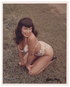 Bettie Page Signed Photograph. Color 8 x 10” photo on Kodak...