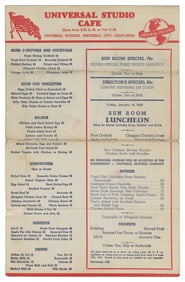 [SHERLOCK HOLMES]. Universal Studio Café Menu Signed by Bas...