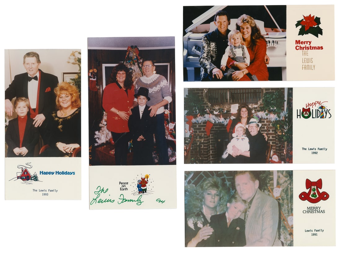 Five Jerry Lee Lewis Family Christmas Cards. Includes photo... (1 of 2)
