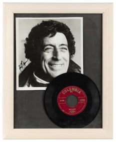 Tony Bennett Signed Photo and Record Display. Glossy 8 x 10...