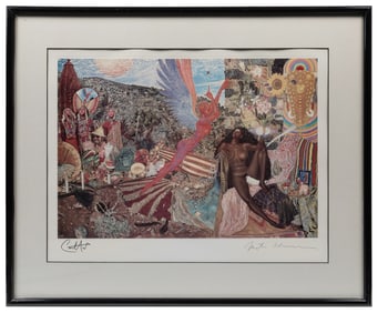 Carlos Santana Signed “Annunciation” Lithograph. 1990. Colo...
