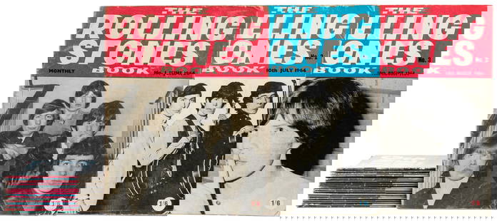 The Rolling Stones Monthly Book magazine group (23). London...: The Rolling Stones Monthly Book magazine group (23). London: Beat Publications, 1964-66. 23 issues, including No. 1-11, 13-24. Illustrated throughout with photos of the band. 8vos. Original wrappers.