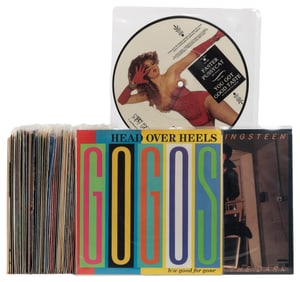 Collection of 45rpm Records with Picture Sleeves. Bulk 1980...