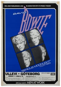 David Bowie 1983 Serious Moonlight Swedish Tour Poster. Col...