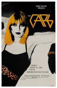 The Cars 1980 Concert Poster. Window card (19 3/8 x 12 ½”) ...