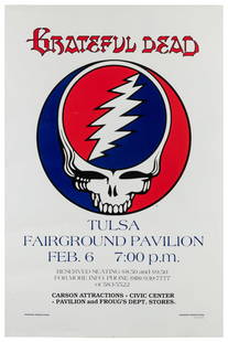 The Grateful Dead / Tulsa Fairground Pavilion. 1979. First ...: The Grateful Dead / Tulsa Fairground Pavilion. 1979. First printing poster, design by Carl Barger, on glossy paper. 34 &#190; x 23&#8221;. Minor wrinkling; few light spots in white area. A-.