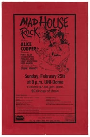 Mad House Rock! Starring Alice Cooper. 1979. Concert poster...
