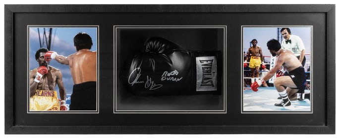 Roberto Duran and Thomas Hearns Signed Boxing Glove (BAS Wi...