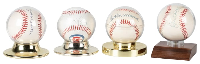 Group of 4 Autographed Baseballs. Including Joe DiMaggio, E...