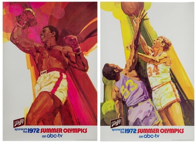 Pair of Schlitz 1972 Olympics sports posters. Two posters a...