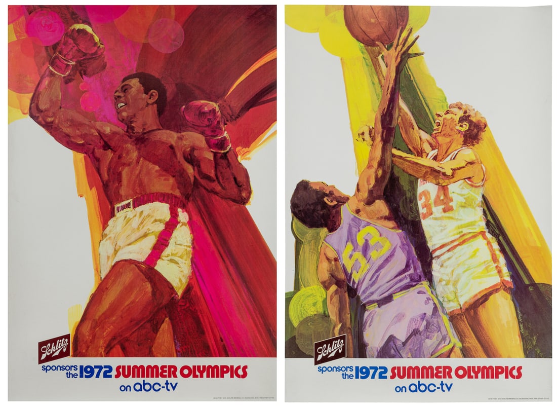 Pair of Schlitz 1972 Olympics sports posters. Two posters a... (1 of 3)