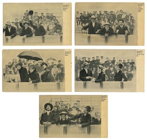 [BASEBALL]. Series of 5 Humorous Postcards of Three Men in ...