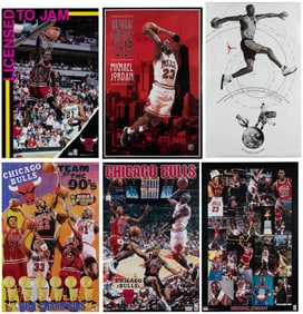 [JORDAN, Michael]. Seven 1990s Chicago Bulls and Nike Poste...
