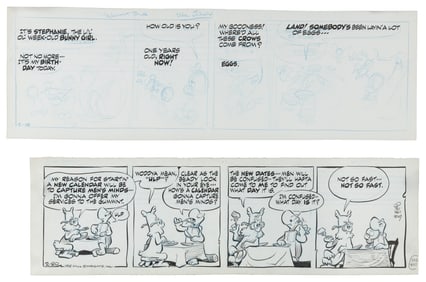 KELLY, Walt. Pogo Daily Comic Strip Original Art (2). Hall ...