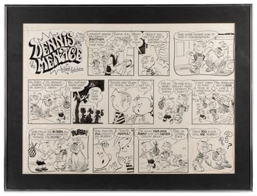 KETCHAM, Hank. Dennis the Menace Sunday Comic Strip Origina...