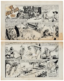 ROBINS, Sam. Tex Austin Sunday Original Comic Strip Art. In...