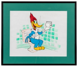 Woody Woodpecker Animation Cel. Color graphite on paper wit...