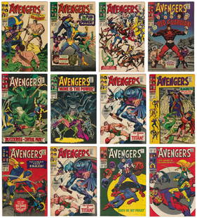 The Avengers Group of 12 Comic Books. Marvel Comics, 1966-6...: The Avengers Group of 12 Comic Books. Marvel Comics, 1966-68. Includes #35, 40, 42, 43, 44, 45, 47, 49, 50 (2), 56, and 59. Average apparent condition FN/VF.