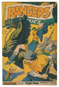 Rangers Comics #38. Fiction House, 1947. Joe Doolin hanging...