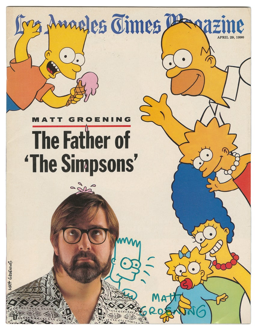 Matt Groening Signed 1990 Los Angeles Times Magazine with B... (1 of 1)