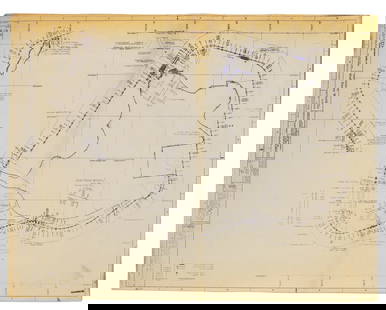 Walt Disney World Monorail Blueprints and Steel Fragment. W...: Walt Disney World Monorail Blueprints and Steel Fragment. Walt Disney World, ca. 1970. Includes: a packet of four architectural plans for the WDW Monorail Beamway (including Pier Designations, and Bea
