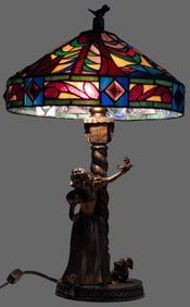 [DISNEYANA]. [GLASSMASTERS]. Snow White Lamp with Stained-G...