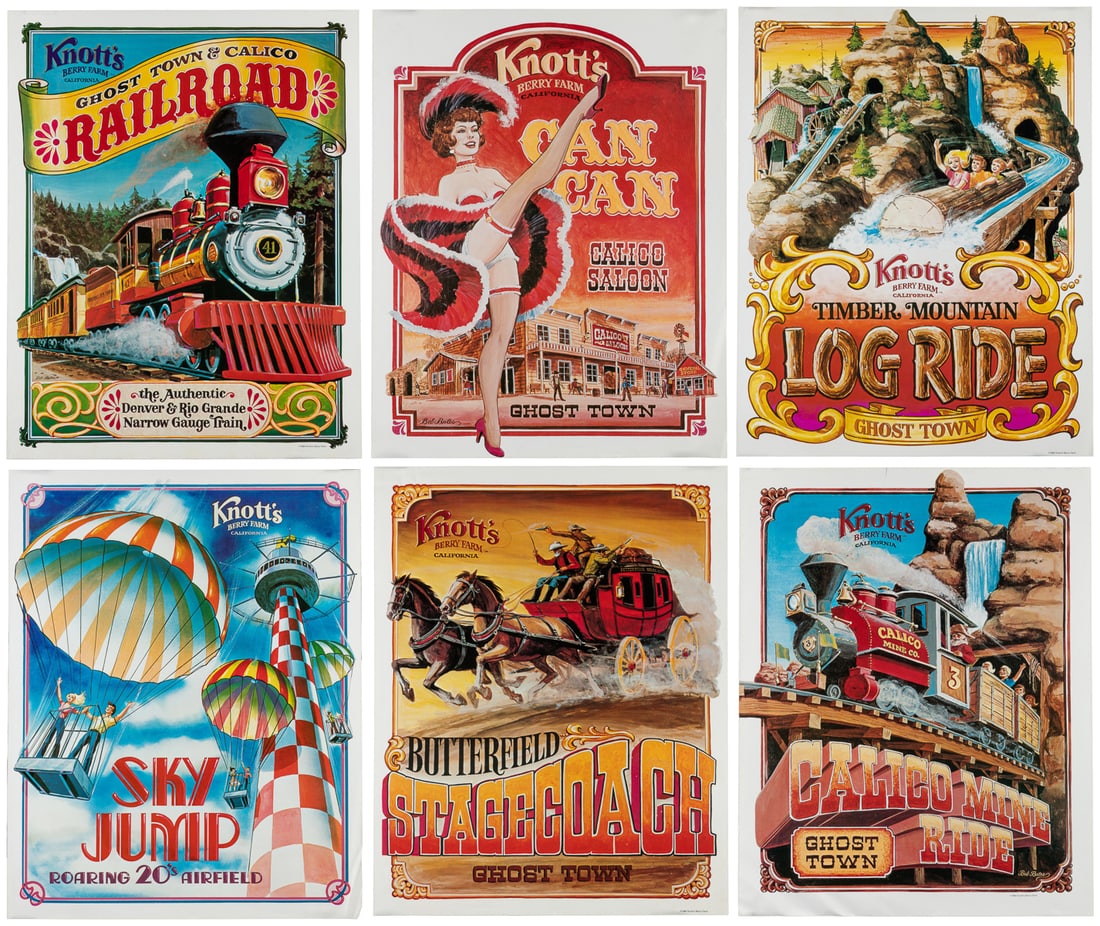 Knott’s Berry Farm Set of 6 Attraction Posters. 1980. Desig... (1 of 7)