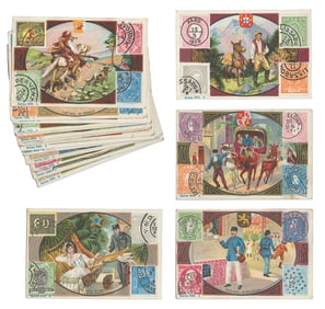 1910s D73 Mail Carriers & Stamps Card Collection (23). Colo...