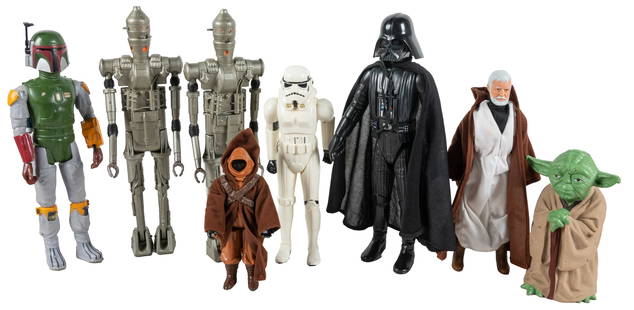 [STAR WARS]. Original Trilogy 12 Posable Action Figures, Bo...: [STAR WARS]. Original Trilogy 12 Posable Action Figures, Books and Collectibles. Cincinnati: Kenner, 1978-1980. Set of 12 figures including Boba Fett, Han Solo, Luke, Leia, IG-88, Chewbacca, Darth Vad