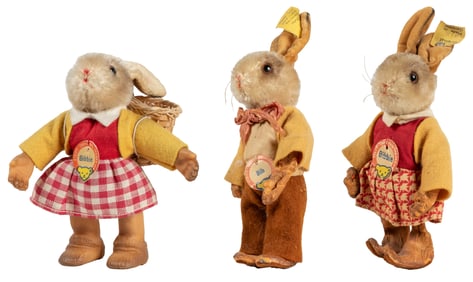 Steiff Bib and Bibbie Postwar Rabbit Dolls. Germany, ca 195...