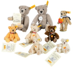 Steiff Historic Mini Teddy Bear Lot (8). Germany, ca late 2...