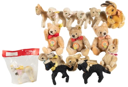 Group of Vintage Steiff Miniature Rabbits, Lambs, and Bears...