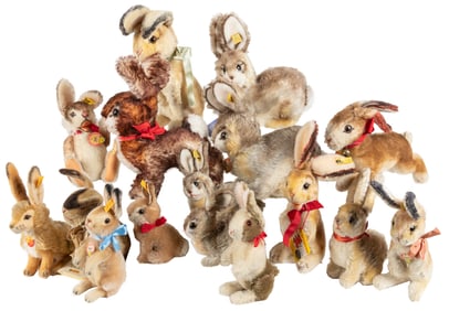 Steiff Rabbit Collection (16). Includes sixteen vintage and...